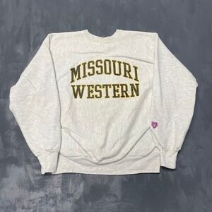 Vintage MV‎ Sport Missouri Western Sweatshirt XL Grey 90s Excellent Pro Weave